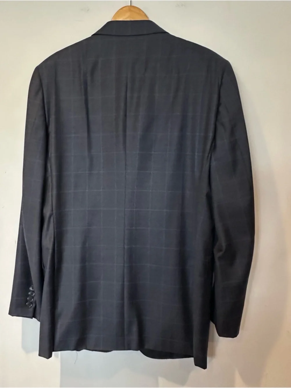 Ermenegildo Zegna 100 % Wool Navy Windowpane Two-Button Suit Jacket